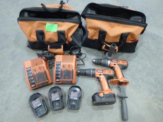 (1) Ridgid 18V Drill w/ (2) Batteries, (1) Charger and Case, (1) Ridgid 18V Drill w/ (1) Battery, (1) Charger and Case (Y21)