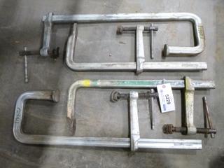 (4) Bessey Clamps, 2- S-Clamps, 2- J-Clamps, 48005-18 and 4800J-20, 20 In. x 7 In.