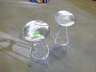 (2) 30 In. Tall  Stainless Steel Swivel Bar Stools