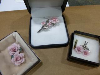 Fifth Avenue Jewelry  Rose Collection - (1) Broach, (1) Pendant, (1) Pair Earrings