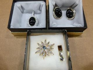 Fifth Avenue Jewelry (1) Broach, (1) Pendant, (1) Pair Earrings