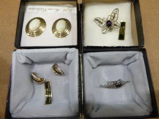 Fifth Avenue Jewelry (2) Broaches, (2) Pair Earrings