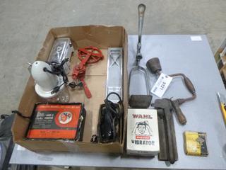 Qty of Vintage Items Including Shoe Shiner Stand and Walh Scalp Massager (Y-3-3)