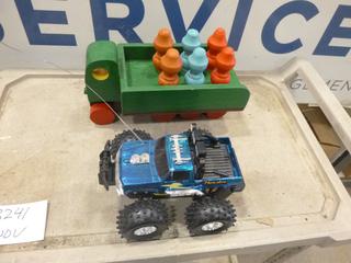 Hand Made Wood Truck w/ Removable Cargo, C/w Remote Control Truck *Note: No Remote* (E-2)
