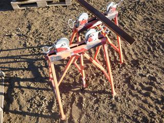 (2) Rigid AR-99 1/2 In. to 36 In. Pipe Stands, 2500 Lbs Capacity *Note: 1 Modified*