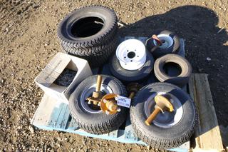 Assorted Tires, Rims and Chains