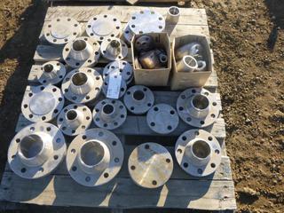 Qty of Stainless Weld Neck and Blind Flanges, Elbows, T's and Various Fittings, Raised Face Weld Neck Flanges, Socket Weld Flanges, Including Model 316L, etc.