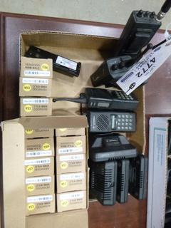 (5) Motorola Hand-Held Radios, (14) Kenwood KNB-61LC Batteries, (4) Recharging Bases (B2)