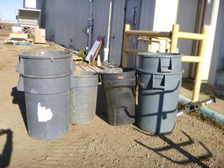 (6) Heavy Duty Plastic Garbage Totes, Brute, Rubbermaid