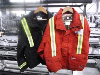 3 In 1 Bomber Style Jacket, Fire Retardant, High Visibility, Size Medium But Fits Like Large