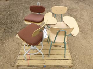(2) Student Desks, (2) Drafting Table Chairs, Adjustable Height 
