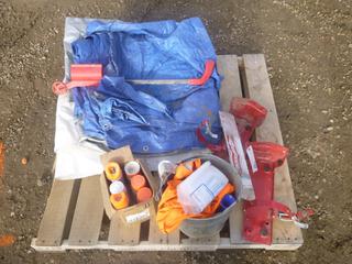 Qty of Tarps, Safety Gear, Fire Extinguisher Mounts