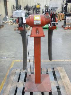 Baldor Grinder, Model 862RE, Mounted On Pedestal With Two Eye Shields, .75 HP, 115 V, 1-Phase, 60 HZ, SN X1710207522