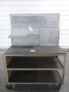 Work Bench With Upper Back And Shelf And Two Lower Shelves, 50.5 In. x 25.5 In. x 67.5 In.