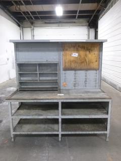 Work Bench With Upper And Lower Shelves, 66.5 In. x 25 In. x 67.25 In.