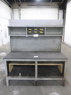 Work Bench With Upper And Lower Shelves, 60.5 In. x 24.25 In. x 68 In.