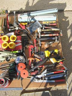 Pallet Containing Assorted Hand Tools Including Cable Sheer, Air Stapler, Strip Cutter, Air Nail, Bag Sealer Etc