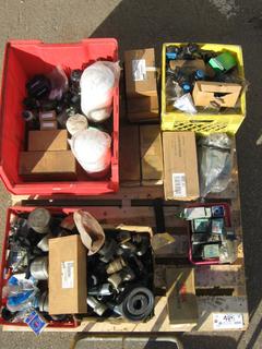 Pallet Containing Assorted Hand Tools Including Hose, Fittings, Air Regulator, Screws, Bearing Unit and More