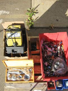 Pallet Containing Enerpac Power Unit, Various Hydraulic and Air Fittings