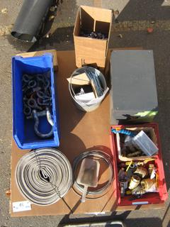 Pallet Containing Ball Valves, Rag Hose, Banding Clamps, Clevises, Lifting Eye and Misc.