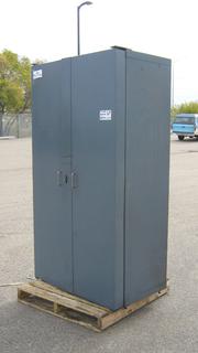 Industrial Storage Cabinet w/ Bins Attached To Doors, 24 In. x 38 In. x 71 1/2 In.