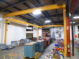 Kundel K-Trac Series Crane, 4 Posts, 2,000 lb. Capacity, With Electric Hoist, 26 Ft. x 40 Ft. OA Height 117 In., SN 1380, *Note: Inspected Feb. 2021* *Buyer Responsible For Dismantling and Loadout*