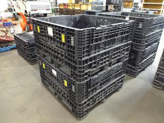 (2) Plastic Industrial Collapsible Crates, 4 Ft. x 3 Ft. 8 In. x 2 Ft.