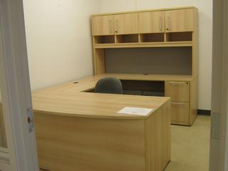 L-Shaped Desk, 72 In. x 48 In. x 29.5 In., Work Station With Overhead Cupboard Areas, 72 In. x 24 In. x 74 In., Under Desk 2-Drawer Filing Cabinet And Chair