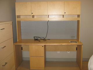 Work Station With Overhead Cupboard Areas, 70 In. x 24 In. x 72 In., Under Desk 2-Drawer Filing Cabinet