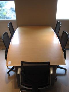 Board Room Table, 77.5 In. x 47.75 In. x 29 In. And (5) Chairs