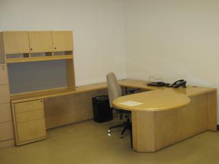 U-Shaped Work/Desk Area With 3-Drawer Under Counter Filing Cabinet And Office Chair, Overall Dimensions: 108 In. x 105 In. x 72 In.