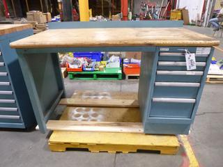 Tool Chest/ Work Desk, 60 In. x 30 In. x 35 In., Wood Top