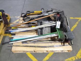 Assorted Shovels, Brooms, Squeegees, Dust pans, Etc.