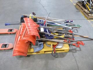 Assorted Shovels, Brooms, Dust pans, Etc.
