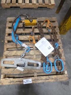 Vestil Manufacturing Fork Lift Hoisting Hook, Model LM-HP-4/6 and Ocean Brand Permanent Magnetic Lifter, 600 Kg. Max.