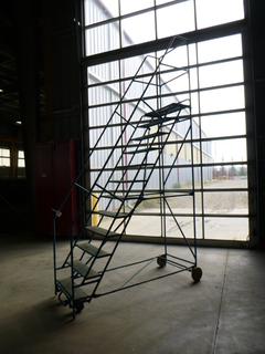 12 Step Rolling Safety Ladder, Perforated Steps