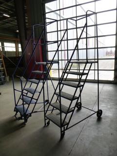 (2) 6 Step Rolling Ladder, Perforated Steps, (1) Model B2406H, 55 In., Max. Capacity 300 lbs., (1) Canway Model 6H, Max. Capacity 400 lbs.