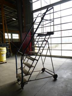8 Step Rolling Safety Ladder, Perforated Steps