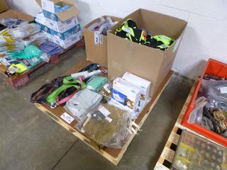 Qty of Safety Ware Including Welding Sleeves, 3M Aura Particulate Respirator N95 Tie Off, Safety Toes Steel Toe Covers, Safety Vests, Harnesses