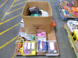 Box of Hardhats, Thunder T3 Earmuffs, Safety Tape, Safety Glasses, Etc