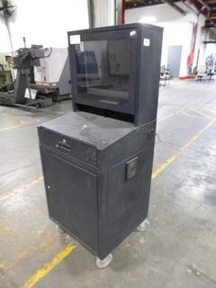 Global Mobile Security Computer Work Station, Includes Monitor and Keys, 22.5 In. x 24.5 In. x 63 In.