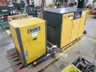 1996 Kaeser Compressors Air Compressor, Model AS36, 3-Phase, 30 Hp, SN 3611890, Showing 35,951 Hrs., and SPX Hankis Dry Air Unit, Model HPRP125, 25.75 In. (W) x 37.5 In. (H) x 19.75 In. (L), No Codes
