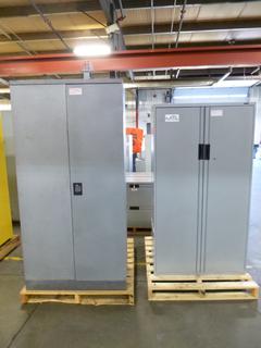 (2) 5-Tiered Stand-Up Storage Cabinets, (1) 36 In. x 18 In. x 72 In., (1) 36 In. x 18 In. x 65 In.