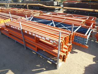 Assortment of Pallet Racking, Qty of 12 Ft. Side Members, and Qty of 8 Ft. and 9 Ft. Cross Members 