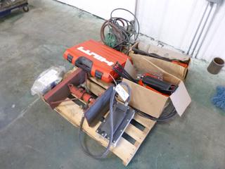 (2) Air Hydraulic Pumps, Series 35 Double Valve, Boullard Free-Air Pump, Model EDP10, Hilti MD2500 Grease Gun 