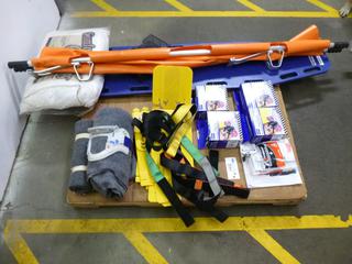 Qty of First Aid Supplies: Portable Back Board, North 7700 Series Silicone Half Masks, Etc.