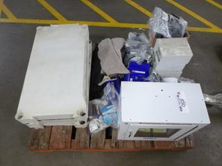Qty of First Aid Supplies: Zoll Emergency Defibrillator, Respiratory Protection, Plastic Shelving Rack, Etc.