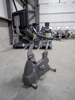 Life Fitness Upright Exercise Bike w/ HDTV 17in Monitor And AC Adapter. SN CLE102371 *Note: Working Condition Unknown*