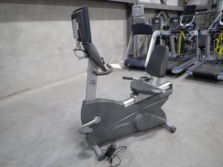 Life Fitness Recumbent Bike w/ HDTV 17in Monitor And AC Adapter. SN CLR101562 *Note: Working Condition Unknown*