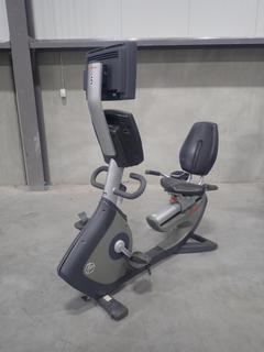 Life Fitness 95R Recumbent Bike w/ HDTV LCD Monitor. SN ARL103228 *Note: Crack In Back*